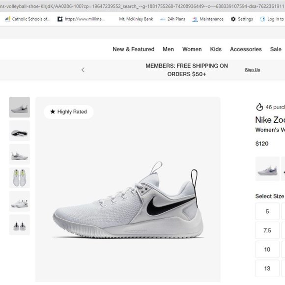 Nike Women's White and Black Athletic Sneakers - Picture 1 of 6